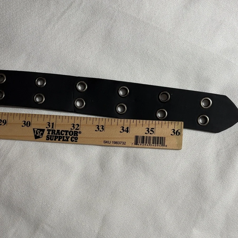 Stylish Black Belt with Silver Accent Grommets Size 34